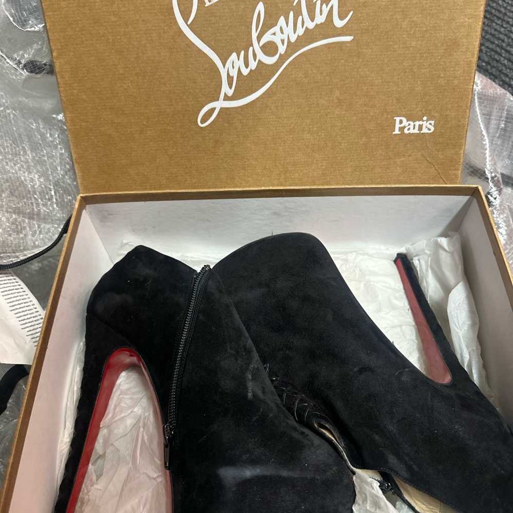 Christian Louboutin Black and Red Heeled Boots